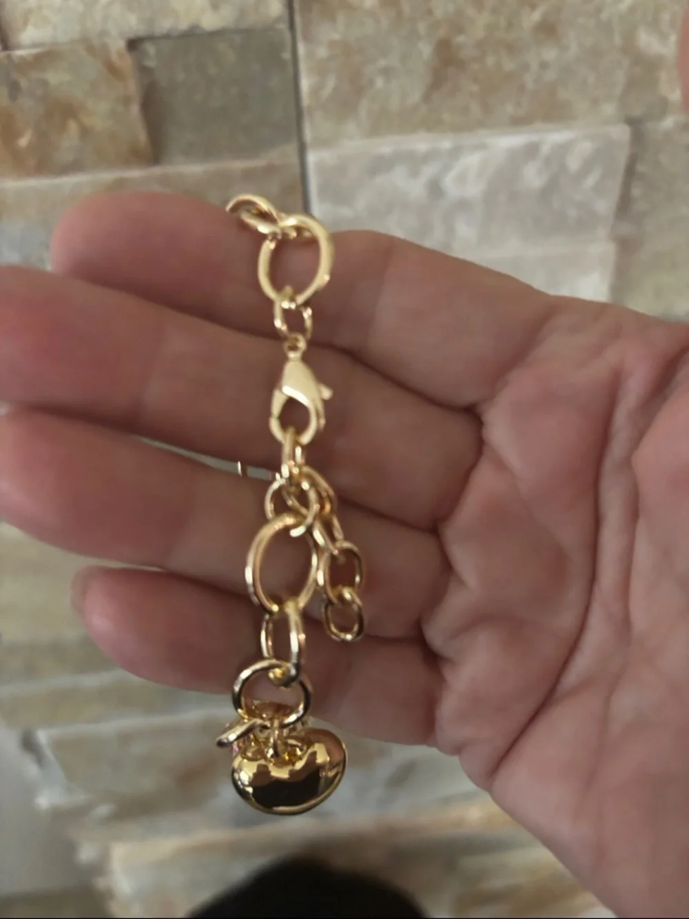 Gold-Tone Charm Bracelet with Multicolor GG Crystal Hearts - Picture 3 of 6